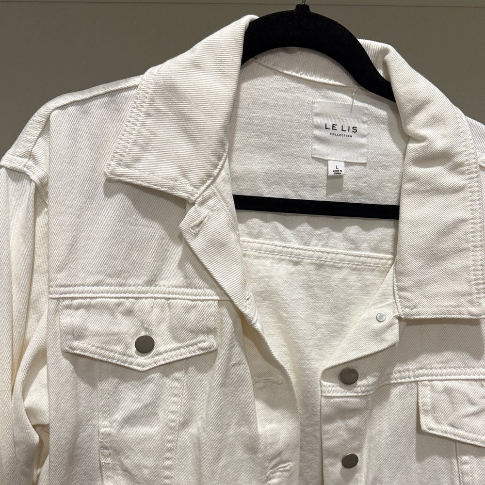 White Denim Fringe Jacket - Picture 2 of 3